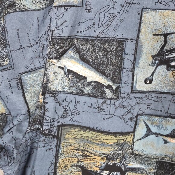 Field & Stream Shirt Mens Size XL Blue Vintage Marlin Sea Fish All Over Print - Picture 6 of 14